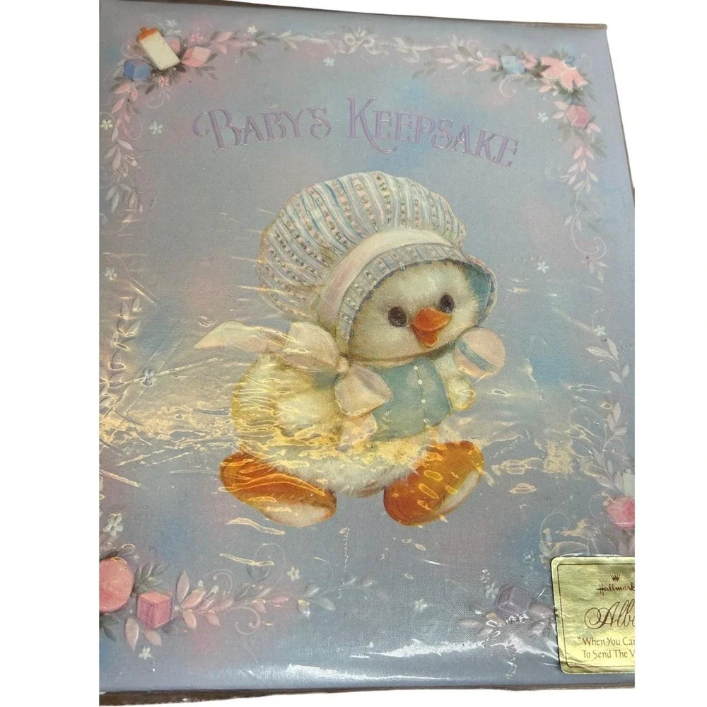 Hallmark Baby Keepsake Album Kids OS Blue Paper Vintage Duckling Rare